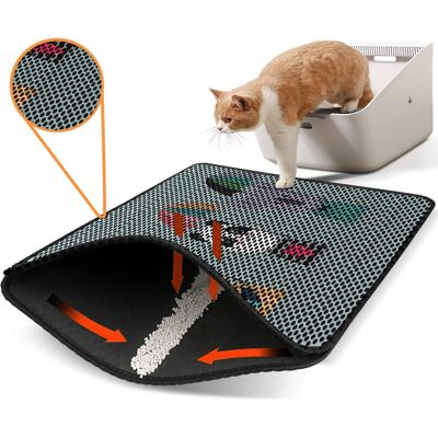 Covoras litiera pentru colectarea granulelor de nisip, Paws & Whiskers, Nrszn0200, 50% PVC/50% poliester, Multicolor Covoras litiera pentru colectarea granulelor de nisip, Paws & Whiskers, Nrszn0200, 50% PVC/50% poliester, Multicolor