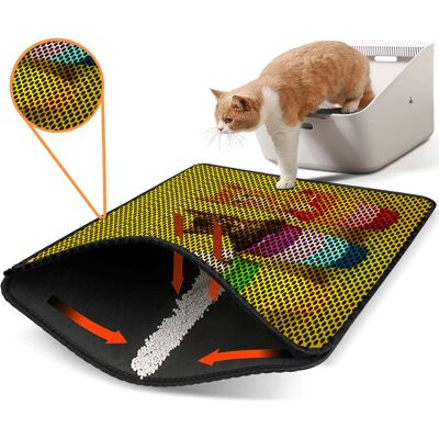 Covoras litiera pentru colectarea granulelor de nisip, Paws & Whiskers, Nrszn0137, 50% PVC/50% poliester, Multicolor Covoras litiera pentru colectarea granulelor de nisip, Paws & Whiskers, Nrszn0137, 50% PVC/50% poliester, Multicolor