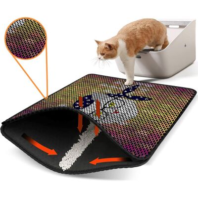 Covoras litiera pentru colectarea granulelor de nisip, Paws & Whiskers, Nrszn0198, 50% PVC/50% poliester, Multicolor Covoras litiera pentru colectarea granulelor de nisip, Paws & Whiskers, Nrszn0198, 50% PVC/50% poliester, Multicolor