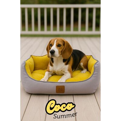 Pat pentru animale de companie, Paws & Whiskers, Coco Summer L, Material exterior: 100% poliester, Galben Pat pentru animale de companie, Paws & Whiskers, Coco Summer L, Material exterior: 100% poliester, Galben