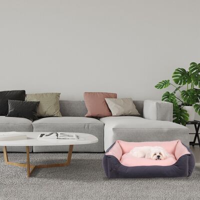 Pat pentru animale de companie, Paws & Whiskers, Lucy Dog & Cat S, Material exterior: 100% poliester, Gri/Roz Pat pentru animale de companie, Paws & Whiskers, Lucy Dog & Cat S, Material exterior: 100% poliester, Gri/Roz