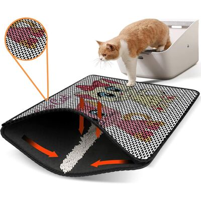 Covoras litiera pentru colectarea granulelor de nisip, Paws & Whiskers, Nrszn0155, 50% PVC/50% poliester, Multicolor Covoras litiera pentru colectarea granulelor de nisip, Paws & Whiskers, Nrszn0155, 50% PVC/50% poliester, Multicolor