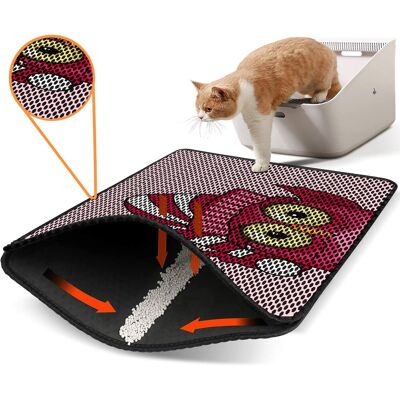 Covoras litiera pentru colectarea granulelor de nisip, Paws & Whiskers, Nrszn0082, 50% PVC/50% poliester, Multicolor Covoras litiera pentru colectarea granulelor de nisip, Paws & Whiskers, Nrszn0082, 50% PVC/50% poliester, Multicolor
