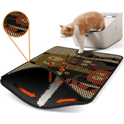 Covoras litiera pentru colectarea granulelor de nisip, Paws & Whiskers, Nrszn0094, 50% PVC/50% poliester, Multicolor Covoras litiera pentru colectarea granulelor de nisip, Paws & Whiskers, Nrszn0094, 50% PVC/50% poliester, Multicolor