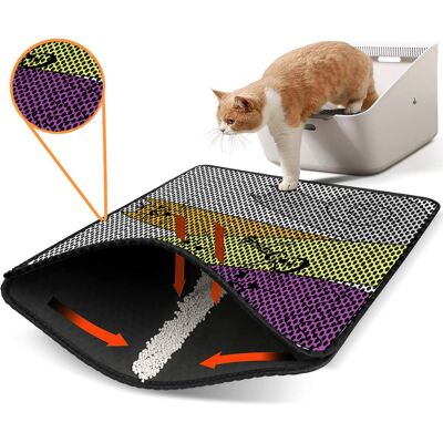Covoras litiera pentru colectarea granulelor de nisip, Paws & Whiskers, Nrszn0250, 50% PVC/50% poliester, Multicolor Covoras litiera pentru colectarea granulelor de nisip, Paws & Whiskers, Nrszn0250, 50% PVC/50% poliester, Multicolor