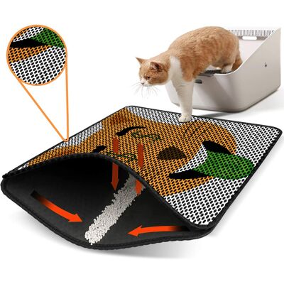 Covoras litiera pentru colectarea granulelor de nisip, Paws & Whiskers, Nrszn0241, 50% PVC/50% poliester, Multicolor Covoras litiera pentru colectarea granulelor de nisip, Paws & Whiskers, Nrszn0241, 50% PVC/50% poliester, Multicolor