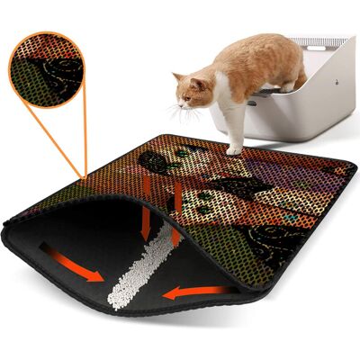 Covoras litiera pentru colectarea granulelor de nisip, Paws & Whiskers, Nrszn0106, 50% PVC/50% poliester, Multicolor Covoras litiera pentru colectarea granulelor de nisip, Paws & Whiskers, Nrszn0106, 50% PVC/50% poliester, Multicolor