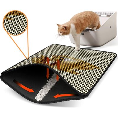 Covoras litiera pentru colectarea granulelor de nisip, Paws & Whiskers, Nrszn0091, 50% PVC/50% poliester, Multicolor Covoras litiera pentru colectarea granulelor de nisip, Paws & Whiskers, Nrszn0091, 50% PVC/50% poliester, Multicolor