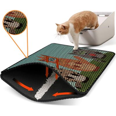 Covoras litiera pentru colectarea granulelor de nisip, Paws & Whiskers, Nrszn0211, 50% PVC/50% poliester, Multicolor Covoras litiera pentru colectarea granulelor de nisip, Paws & Whiskers, Nrszn0211, 50% PVC/50% poliester, Multicolor
