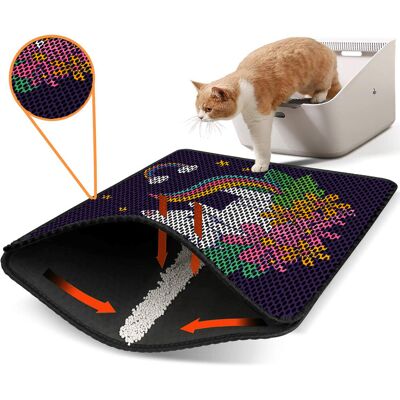 Covoras litiera pentru colectarea granulelor de nisip, Paws & Whiskers, Nrszn0052, 50% PVC/50% poliester, Multicolor Covoras litiera pentru colectarea granulelor de nisip, Paws & Whiskers, Nrszn0052, 50% PVC/50% poliester, Multicolor