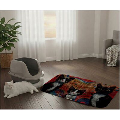 Covoras litiera pentru colectarea granulelor de nisip, Paws & Whiskers, Cat Lıtter Mat 19, Multicolor Covoras litiera pentru colectarea granulelor de nisip, Paws & Whiskers, Cat Lıtter Mat 19, Multicolor