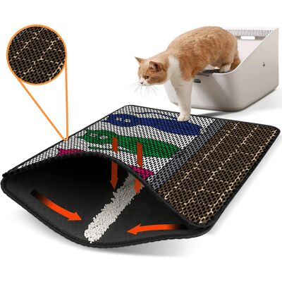 Covoras litiera pentru colectarea granulelor de nisip, Paws & Whiskers, Nrszn0184, 50% PVC/50% poliester, Multicolor Covoras litiera pentru colectarea granulelor de nisip, Paws & Whiskers, Nrszn0184, 50% PVC/50% poliester, Multicolor