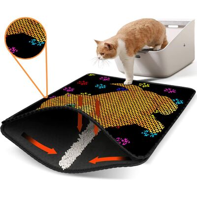 Covoras litiera pentru colectarea granulelor de nisip, Paws & Whiskers, Nrszn0101, 50% PVC/50% poliester, Multicolor Covoras litiera pentru colectarea granulelor de nisip, Paws & Whiskers, Nrszn0101, 50% PVC/50% poliester, Multicolor