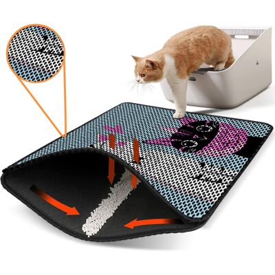 Covoras litiera pentru colectarea granulelor de nisip, Paws & Whiskers, Nrszn0204, 50% PVC/50% poliester, Multicolor Covoras litiera pentru colectarea granulelor de nisip, Paws & Whiskers, Nrszn0204, 50% PVC/50% poliester, Multicolor