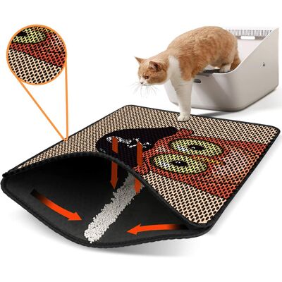 Covoras litiera pentru colectarea granulelor de nisip, Paws & Whiskers, Nrszn0078, 50% PVC/50% poliester, Multicolor Covoras litiera pentru colectarea granulelor de nisip, Paws & Whiskers, Nrszn0078, 50% PVC/50% poliester, Multicolor