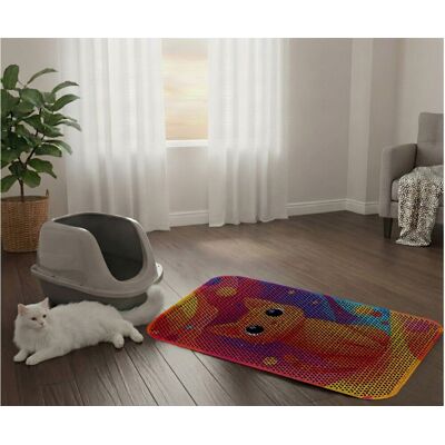 Covoras litiera pentru colectarea granulelor de nisip, Paws & Whiskers, Cat Lıtter Mat 69, Multicolor Covoras litiera pentru colectarea granulelor de nisip, Paws & Whiskers, Cat Lıtter Mat 69, Multicolor