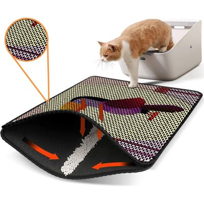Covoras litiera pentru colectarea granulelor de nisip, Paws & Whiskers, Nrszn0139, 50% PVC/50% poliester, Multicolor Covoras litiera pentru colectarea granulelor de nisip, Paws & Whiskers, Nrszn0139, 50% PVC/50% poliester, Multicolor
