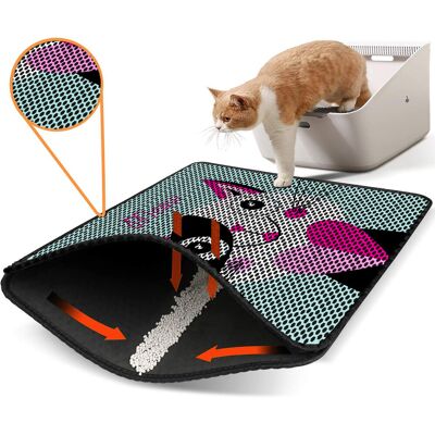 Covoras litiera pentru colectarea granulelor de nisip, Paws & Whiskers, Nrszn0221, 50% PVC/50% poliester, Multicolor Covoras litiera pentru colectarea granulelor de nisip, Paws & Whiskers, Nrszn0221, 50% PVC/50% poliester, Multicolor