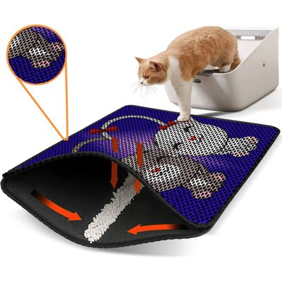 Covoras litiera pentru colectarea granulelor de nisip, Paws & Whiskers, Nrszn0086, 50% PVC/50% poliester, Multicolor Covoras litiera pentru colectarea granulelor de nisip, Paws & Whiskers, Nrszn0086, 50% PVC/50% poliester, Multicolor