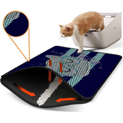 Covoras litiera pentru colectarea granulelor de nisip, Paws & Whiskers, Nrszn0001, 50% PVC/50% poliester, Multicolor Covoras litiera pentru colectarea granulelor de nisip, Paws & Whiskers, Nrszn0001, 50% PVC/50% poliester, Multicolor