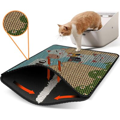 Covoras litiera pentru colectarea granulelor de nisip, Paws & Whiskers, Nrszn0164, 50% PVC/50% poliester, Multicolor Covoras litiera pentru colectarea granulelor de nisip, Paws & Whiskers, Nrszn0164, 50% PVC/50% poliester, Multicolor