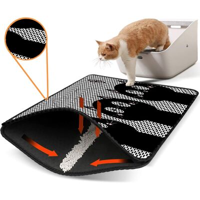 Covoras litiera pentru colectarea granulelor de nisip, Paws & Whiskers, Nrszn0225, 50% PVC/50% poliester, Multicolor Covoras litiera pentru colectarea granulelor de nisip, Paws & Whiskers, Nrszn0225, 50% PVC/50% poliester, Multicolor