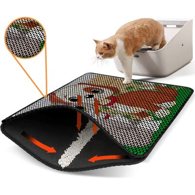 Covoras litiera pentru colectarea granulelor de nisip, Paws & Whiskers, Nrszn0157, 50% PVC/50% poliester, Multicolor Covoras litiera pentru colectarea granulelor de nisip, Paws & Whiskers, Nrszn0157, 50% PVC/50% poliester, Multicolor