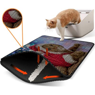 Covoras litiera pentru colectarea granulelor de nisip, Paws & Whiskers, Nrszn0175, 50% PVC/50% poliester, Multicolor Covoras litiera pentru colectarea granulelor de nisip, Paws & Whiskers, Nrszn0175, 50% PVC/50% poliester, Multicolor