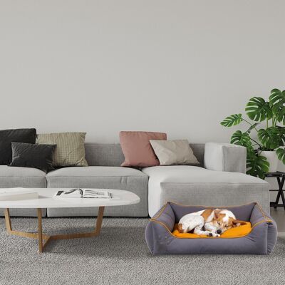 Pat pentru animale de companie, Paws & Whiskers, Lucy Dog & Cat S, Material exterior: 100% poliester, Gri/Muștar Pat pentru animale de companie, Paws & Whiskers, Lucy Dog & Cat S, Material exterior: 100% poliester, Gri/Muștar