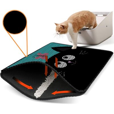 Covoras litiera pentru colectarea granulelor de nisip, Paws & Whiskers, Nrszn0223, 50% PVC/50% poliester, Multicolor Covoras litiera pentru colectarea granulelor de nisip, Paws & Whiskers, Nrszn0223, 50% PVC/50% poliester, Multicolor