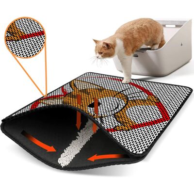 Covoras litiera pentru colectarea granulelor de nisip, Paws & Whiskers, Nrszn0216, 50% PVC/50% poliester, Multicolor Covoras litiera pentru colectarea granulelor de nisip, Paws & Whiskers, Nrszn0216, 50% PVC/50% poliester, Multicolor