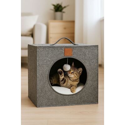 Pat pentru animale de companie, Paws & Whiskers, Kitty, Material exterior: 100% poliester, Gri Pat pentru animale de companie, Paws & Whiskers, Kitty, Material exterior: 100% poliester, Gri