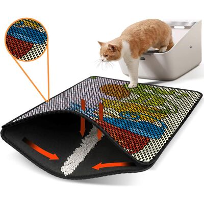 Covoras litiera pentru colectarea granulelor de nisip, Paws & Whiskers, Nrszn0233, 50% PVC/50% poliester, Multicolor Covoras litiera pentru colectarea granulelor de nisip, Paws & Whiskers, Nrszn0233, 50% PVC/50% poliester, Multicolor