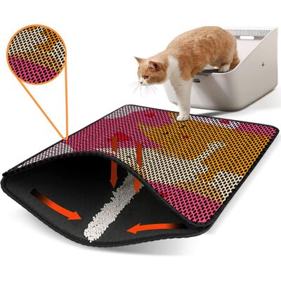 Covoras litiera pentru colectarea granulelor de nisip, Paws & Whiskers, Nrszn0251, 50% PVC/50% poliester, Multicolor Covoras litiera pentru colectarea granulelor de nisip, Paws & Whiskers, Nrszn0251, 50% PVC/50% poliester, Multicolor