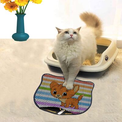 Covoras litiera pentru colectarea granulelor de nisip, Paws & Whiskers, Kdkafa0239, 50% PVC/50% poliester, Multicolor Covoras litiera pentru colectarea granulelor de nisip, Paws & Whiskers, Kdkafa0239, 50% PVC/50% poliester, Multicolor