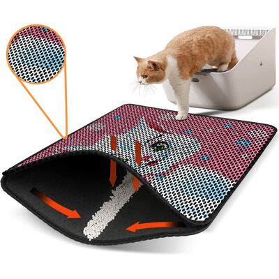 Covoras litiera pentru colectarea granulelor de nisip, Paws & Whiskers, Nrszn0252, 50% PVC/50% poliester, Multicolor Covoras litiera pentru colectarea granulelor de nisip, Paws & Whiskers, Nrszn0252, 50% PVC/50% poliester, Multicolor