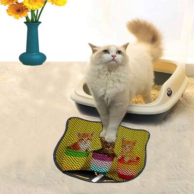 Covoras litiera pentru colectarea granulelor de nisip, Paws & Whiskers, Kdkafa0137, 50% PVC/50% poliester, Multicolor Covoras litiera pentru colectarea granulelor de nisip, Paws & Whiskers, Kdkafa0137, 50% PVC/50% poliester, Multicolor