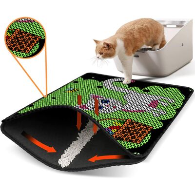 Covoras litiera pentru colectarea granulelor de nisip, Paws & Whiskers, Nrszn0056, 50% PVC/50% poliester, Multicolor Covoras litiera pentru colectarea granulelor de nisip, Paws & Whiskers, Nrszn0056, 50% PVC/50% poliester, Multicolor