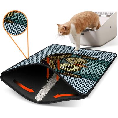 Covoras litiera pentru colectarea granulelor de nisip, Paws & Whiskers, Nrszn0081, 50% PVC/50% poliester, Multicolor Covoras litiera pentru colectarea granulelor de nisip, Paws & Whiskers, Nrszn0081, 50% PVC/50% poliester, Multicolor