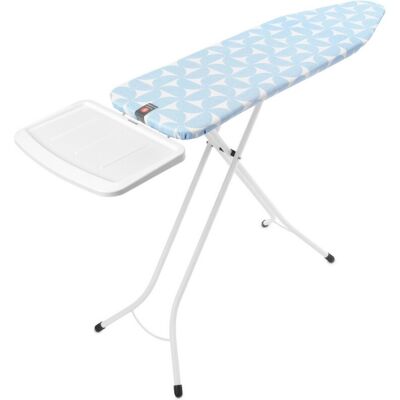 Masa de calcat, Brabantia B, PerfectFlow Fresh Breeze, 124x38 cm, 7 pozitii de reglare, cu suport statie de calcat, otel/bumbac Masa de calcat, Brabantia B, PerfectFlow Fresh Breeze, 124x38 cm, 7 pozitii de reglare, cu suport statie de calcat, otel/bumbac