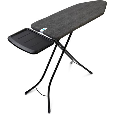 Masa de calcat, Brabantia C, Denim Black, 124x45 cm, 7 pozitii de reglare, cu suport statie de calcat, otel/bumbac, negru denim Masa de calcat, Brabantia C, Denim Black, 124x45 cm, 7 pozitii de reglare, cu suport statie de calcat, otel/bumbac, negru denim