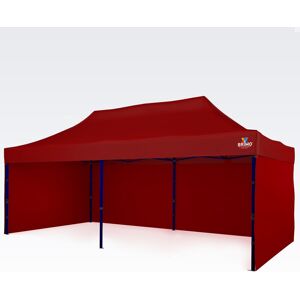 BRIMO Foișor de grădină 3×6 m – pliabil cu 3 pereți - cu 3 pereți - Rosu 70% polyester, 30% PVC BRIMO Foișor de grădină 3×6 m – pliabil cu 3 pereți - cu 3 pereți - Rosu 70% polyester, 30% PVC