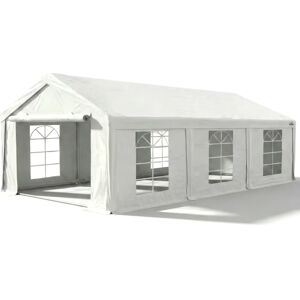 BRIMO Cort de grădină pentru petreceri 5x6 m PVC (500 g/m²) – Alb, complet cu pereți laterali - - PVC, Otel BRIMO Cort de grădină pentru petreceri 5x6 m PVC (500 g/m²) – Alb, complet cu pereți laterali - - PVC, Otel