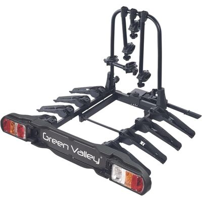 Suport pentru 4 biciclete, Green Valley Discovery 160514-4, cu prindere pe carligul de remorcare, Negru Suport pentru 4 biciclete, Green Valley Discovery 160514-4, cu prindere pe carligul de remorcare, Negru