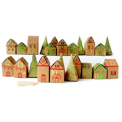 Creative Set pentru realizarea unui calendar de advent kraft pentru satul de Crăciun - 3 seturi Creative Set pentru realizarea unui calendar de advent kraft pentru satul de Crăciun - 3 seturi