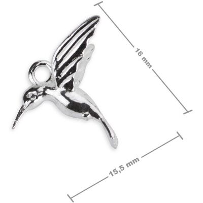 Pandantiv din argint pasăre colibri nr.526 - 5 bucăți Pandantiv din argint pasăre colibri nr.526 - 5 bucăți
