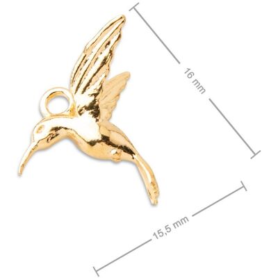 Pandantiv din argint pasăre colibri placat cu aur de 24K nr.860 - 1 bucată Pandantiv din argint pasăre colibri placat cu aur de 24K nr.860 - 1 bucată