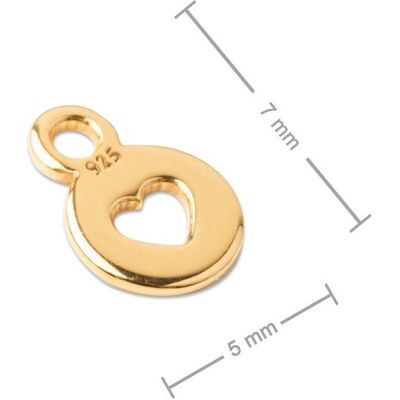 Pandantiv din argint capăt de inimă placat cu aur de 24K nr.905 - 5 bucăți Pandantiv din argint capăt de inimă placat cu aur de 24K nr.905 - 5 bucăți
