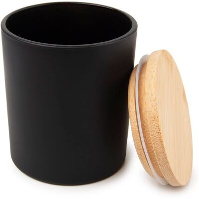 Creative Recipient pentru lumânare din sticlă cu căpăcel din bambus 80x95mm negru - 3 bucăți Creative Recipient pentru lumânare din sticlă cu căpăcel din bambus 80x95mm negru - 3 bucăți