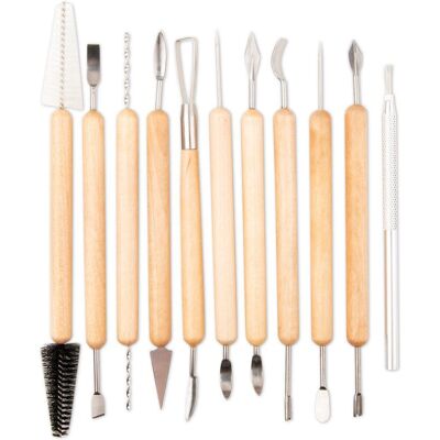 Creative Set de ustensile pentru modelare cu mâner din lemn 11buc - 1 bucată Creative Set de ustensile pentru modelare cu mâner din lemn 11buc - 1 bucată